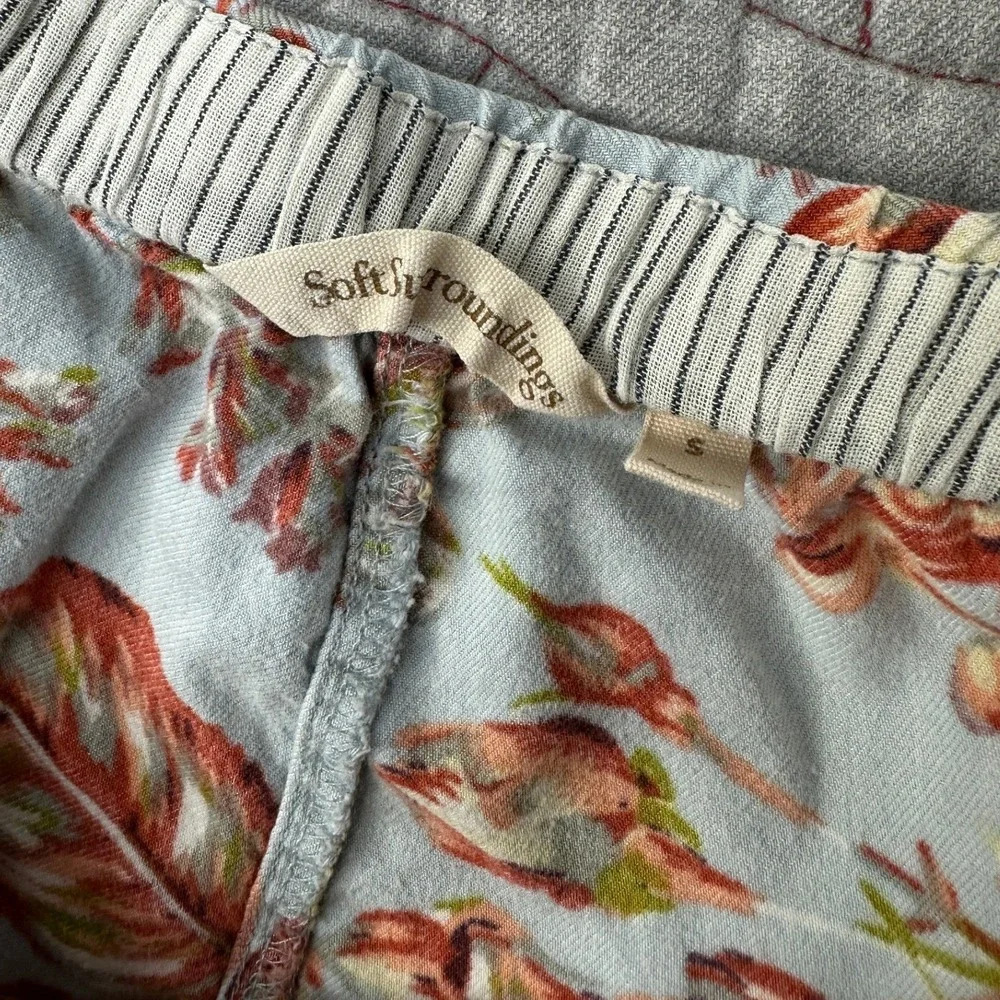 Soft Surroundings Pajama Pants Blue‎ Floral Divine Flannel 2ED79 / Women's Small